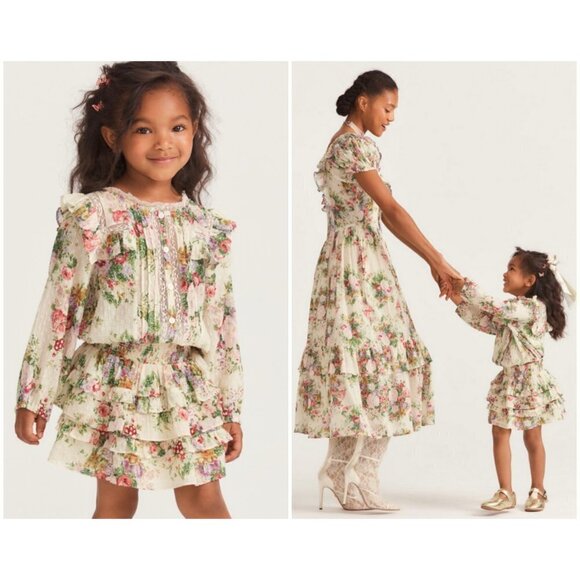 💕LOVESHACKFANCY💕 Billie Skirt ~ Shining Gemstone Floral Print Girls 2-3 Y NWT - Picture 1 of 16